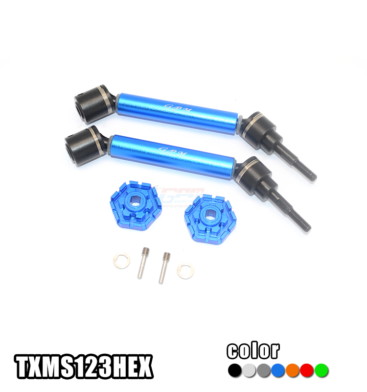 HARDEN STEEL+ALLOY FRONT/REAR ADJUSTABLE CVD DRIVE SHAFT+HEX ADAPTER TXMS123HEX FOR 1/10 TRAXXAS MAXX 4WD MONSTER TRUCK 89076-4